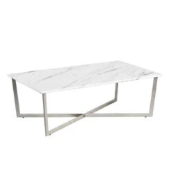 Paige Coffee Table - White/Stainless Steel