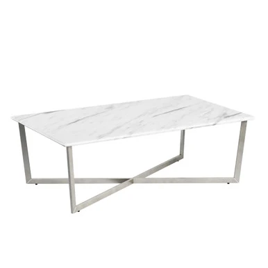 Paige Coffee Table - White/Stainless Steel