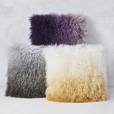 Ombre Mongolian Pillow 22" - Grey/Charcoal - Image 2