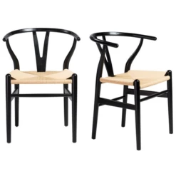 Tia Dining Chair Black/Natural - Set Of 2