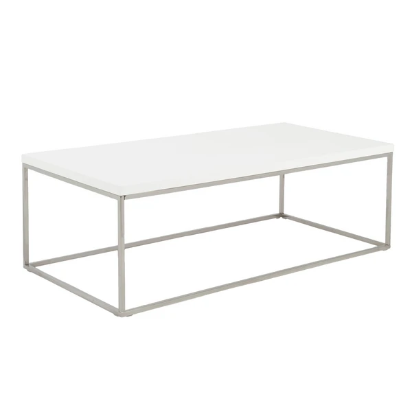 Cory Rectangle Coffee Table - White/Silver - Image 2