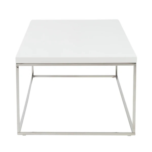 Cory Rectangle Coffee Table - White/Silver - Image 3