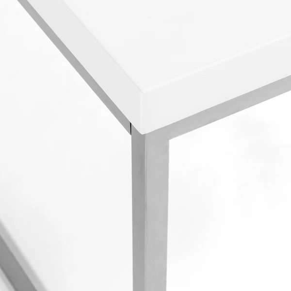 Cory Rectangle Coffee Table - White/Silver - Image 4