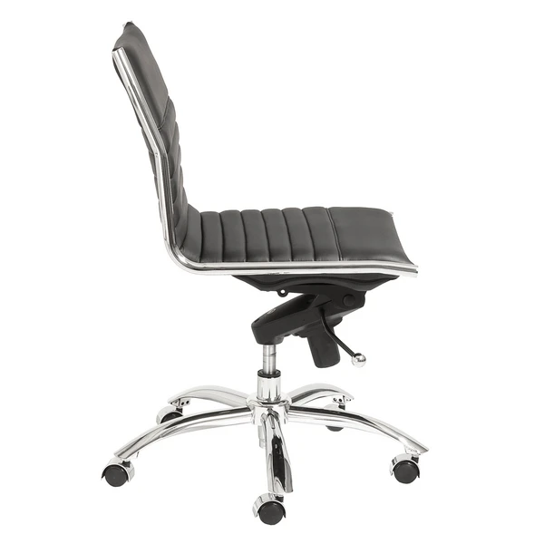 Darby Low Back Office Chair - Black/Chrome - Image 3