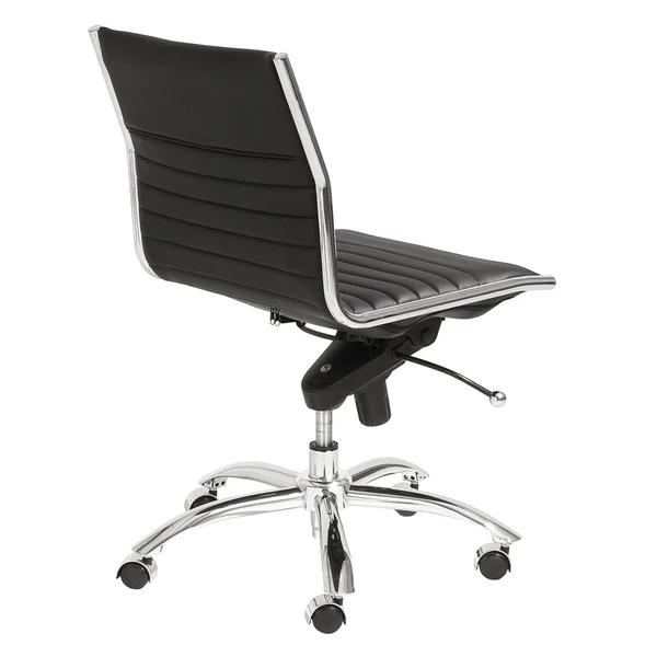 Darby Low Back Office Chair - Black/Chrome - Image 4