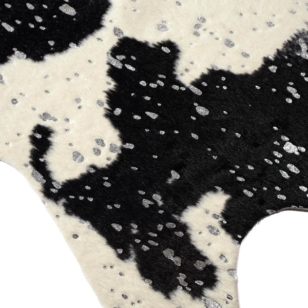 Metallic Faux Cowhide Rug - Black/Silver - Image 2